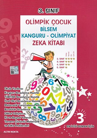 Altın Nokta 3.Sınıf Olimpik Çocuk Bilsem - Kanguru - Olimpiyat Zeka Kitabı Tamamı Çözümlü