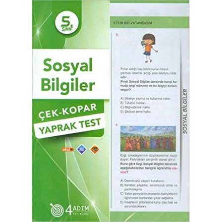 4 Adım 5.Sınıf Sosyal Bilgiler Yaprak Test