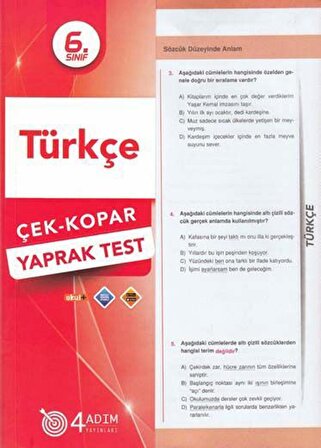 4 Adım 6.Sınıf Türkçe Yaprak Test