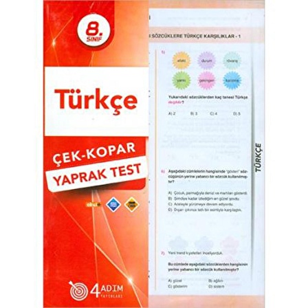 4 Adım 8.Sınıf Türkçe Yaprak Test