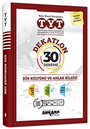 TYT Din Kültürü ve Ahlak Bilgisi Dekatlon 30 Deneme Video Çözümlü Ankara Yayıncılık