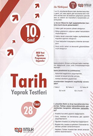 Nitelik Yayınları 10. Sınıf Tarih Yaprak Test