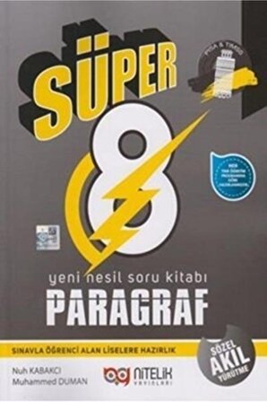 Nitelik Yayınları8. Sınıf LGS Paragraf Süper Yeni Nesil Soru Kitabı