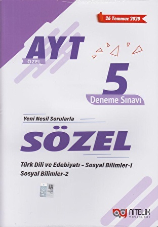 Nitelik Yayınları AYT Sözel Özel 5 Deneme Sınavı