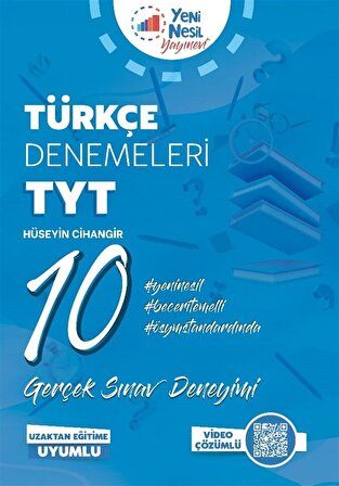 Yeni Nesil YKS TYT Türkçe 10 Deneme Sınavı Video Çözümlü