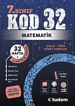 Tudem Yayınları 7. Sınıf Matematik Kod 32 Tekrar Testleri