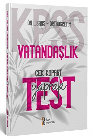 2024 KPSS Ortaöğretim Ön Lisans Vatandaşlık Çek Kopart Yaprak Test İsem Yayıncılık