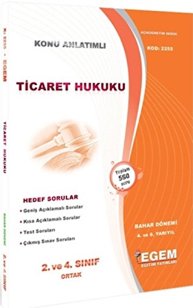 2. Sınıf Ticaret Hukuku (Bahar Dönemi) Konu Anlatımlı Soru Bankası