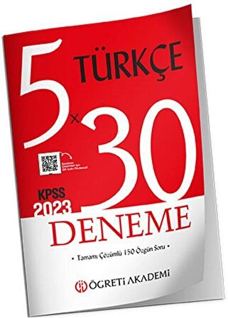 KPSS Genel Yetenek Genel Kültür 5x30 Türkçe Deneme