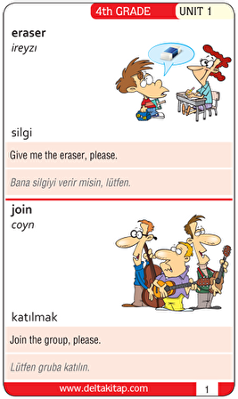 4. Sınıf Resimli İngilizce Dil Kartları