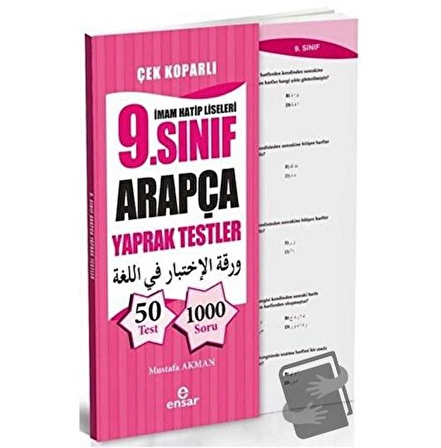 İmam Hatip Liseleri 9. Sınıf Arapça Yaprak Testler   Çek Koparlı / Ensar Neşriyat