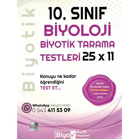 10. Sınıf Biyoloji Biyotik Tarama Testleri
