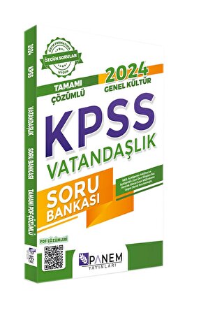 Panem 2024 KPSS Genel Kültür Tamamı Çözümlü Vatandaşlık Soru Bankası Panem Yayınları