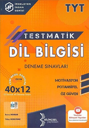 TYT Testmatik Dil Bilgisi 40x12 Deneme Sınavı - Bilinçsel Yayınları