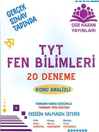 TYT Fen Bilimleri 20 Deneme Çöz Kazan Yayınları