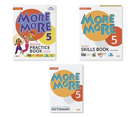 Kurmay ELT More and More English 5 Practice Book + Skills Book + Dictionary (3 Kitap Set)