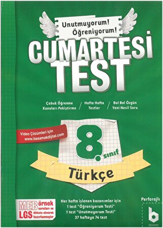 Basamak 8. Sınıf CumartesiTest Türkçe