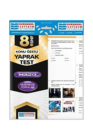 Evrensel 8.Sınıf İngilizce Konu Özetli Yaprak Test