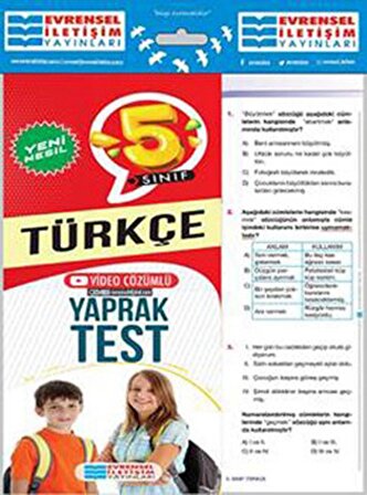 5.Sınıf Türkçe Yeni Nesil Video Çözümlü Yaprak Test Evrensel İletişim Yayınları