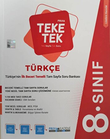 Pruva Akademi 8.Sınıf LGS TEKE TEK Türkçe Soru Bankası