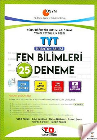 TYT Fen Bilimleri 15 Deneme Maraton Serisi Tandem Yayınları