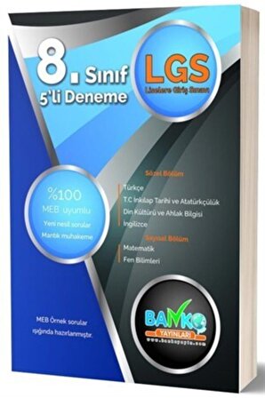 Banko Plus Yayınları 8. Sınıf LGS 5'li Deneme 