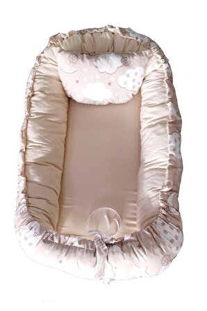 Baby Nest Lüx Tasarım Ortopedik Babynest Anne Yanı Bebek Yatağı Bej