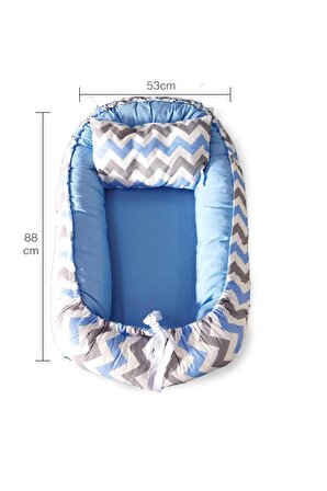 Baby Nest Lüx Tasarım Ortopedik Babynest Anne Yanı Bebek Yatağı Mavi