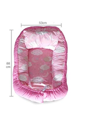 Baby Nest Lüx Tasarım Ortopedik Babynest Anne Yanı Bebek Yatağı Pembe