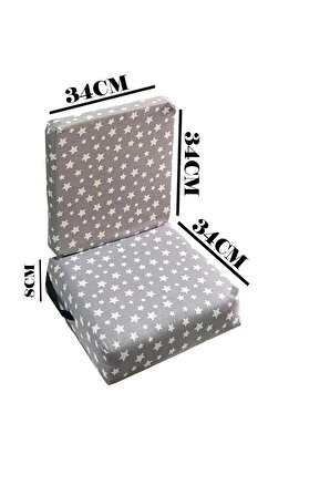 Mama Sandalyesi Yükseltici Taşınılabilir Katlanılabilir Artan Sandalye Yükseltici Gri Yıldız 8+4 cm