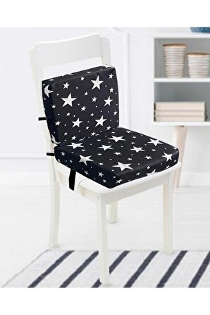 Mama Sandalyesi Yükseltici Taşınılabilir Katlanılabilir Artan Sandalye Yükseltici Siyah Yıldız 8+4 cm