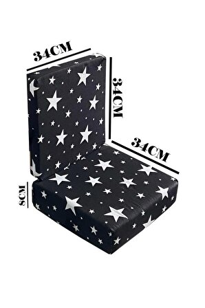 Mama Sandalyesi Yükseltici Taşınılabilir Katlanılabilir Artan Sandalye Yükseltici Siyah Yıldız 8+4 cm