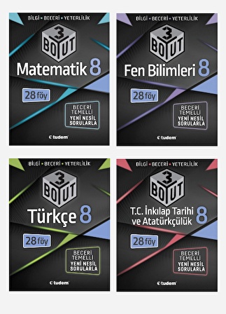 Tudem 8.Sınıf LGS 3 BOYUT 4'lü Set 