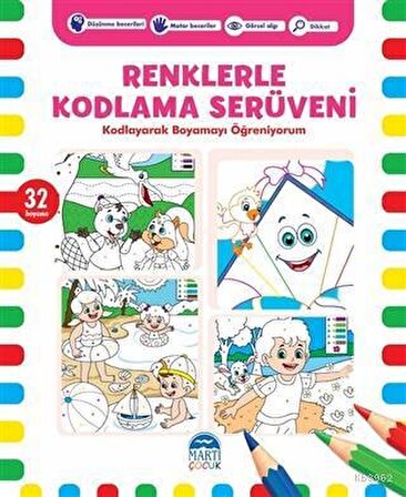 Renklerle Kodlama Serüveni Pembe 32 Boyama - Kerem Altındağ - Martı Yayınları
