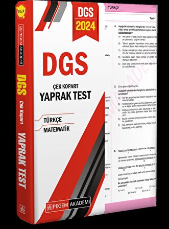 Pegem Yayınları 2024 DGS Türkçe Matematik Çek Kopart Yaprak Test