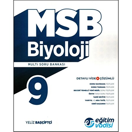 Eğitim Vadisi Yayınları 9. Sınıf Biyoloji MSB (Multi Soru Bankası)