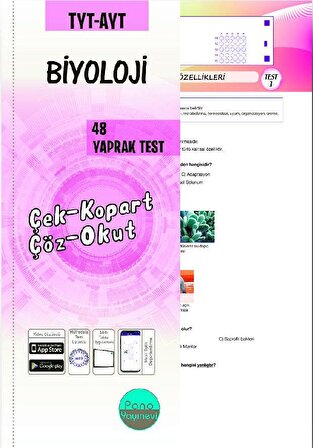 Pano Yayınları Tyt-Ayt Biyoloji Yaprak Test