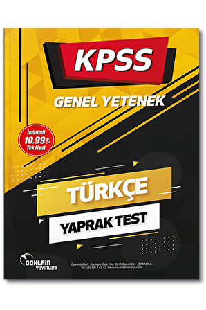 KPSS Türkçe Yaprak Test Doktrin Yayınları