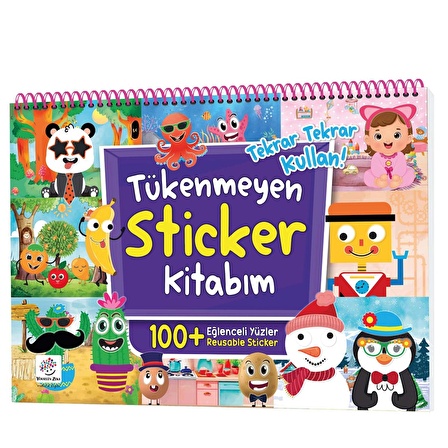 Tükenmeyen Sticker Kitabım - Eğlenceli Yüzler (100+ Tekrar Tekrar Kullanılabilen Sticker)