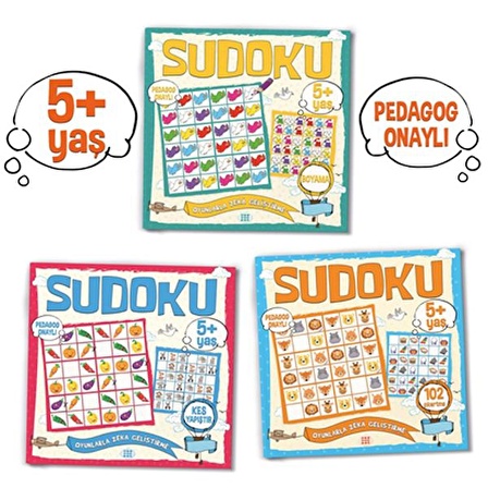 Çocuklar İçin Sudoku Seti (5+ Yaş) 3 Kitap Takım