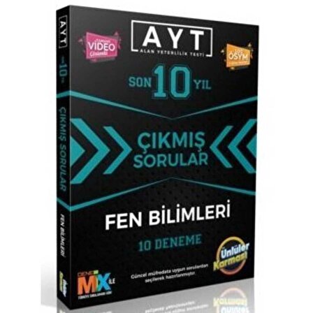 Ünlüler Yayınları Ayt Fen Bilimleri Son 10 Yıl Çıkmış Sorular 10 Deneme