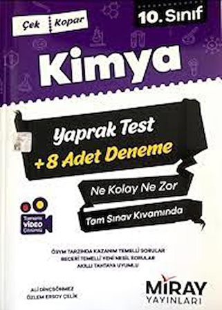 Miray Yayınları  10.sınıf Kimya Yaprak Testleri Ve Denemeleri