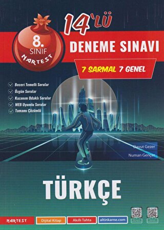 8. Sınıf Türkçe 14 lü Deneme Sınavı Nartest Yayınları