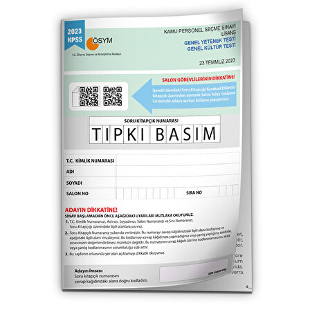 2024 KPSS Lisans GY-GK ÖSYM Çıkmış Soru Tıpkı Basım Türkiye Geneli D.Çözümlü Deneme Sınavı Kitapçığı
