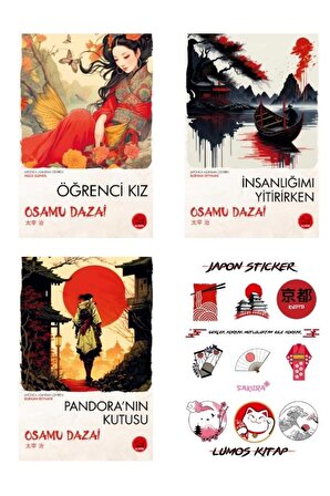 3 Kitap/Osamu Dazai Set/Öğrenci Kız+İnsanlığımı Yitirirken+Pandora Kutusu+ Özel japon Sticker