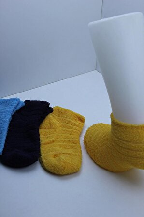 4 Çift Kız Çocuk 5-7 Yaş Arası Havlu Kışlık Çorap