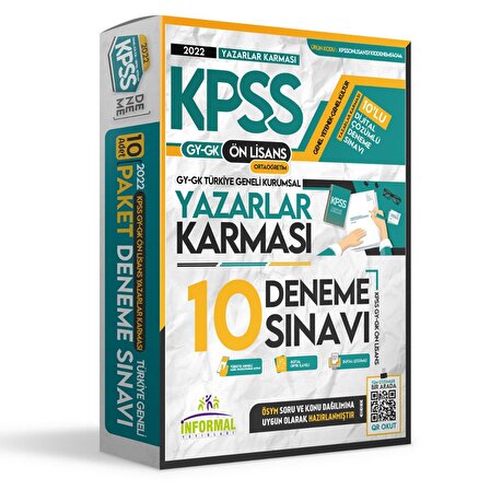 2022 KPSS Ön Lisans Yazarlar Karması GY- GK Türkiye Geneli Kurumsal 10’lu Dijital Çözümlü Paket Deneme