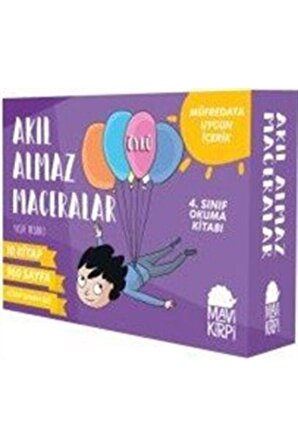 Akıl Almaz Maceralar 4. Sınıf Okuma Seti (10 Kitap Takım) - Yusuf Pazarcı - Mavi Kirpi Yayınları