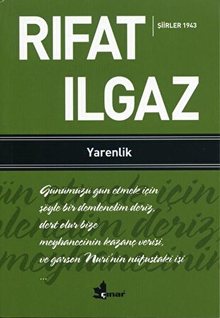 Yarenlik - Şiirler 1943 - Rıfat Ilgaz - Çınar Yayınları