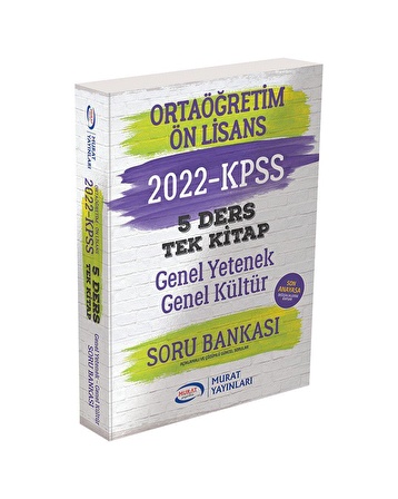 Murat Yayınları Ortaöğretim-Önlisans G.Yetenek G.Kültür 5 Ders Tek Kitap Soru Bankası